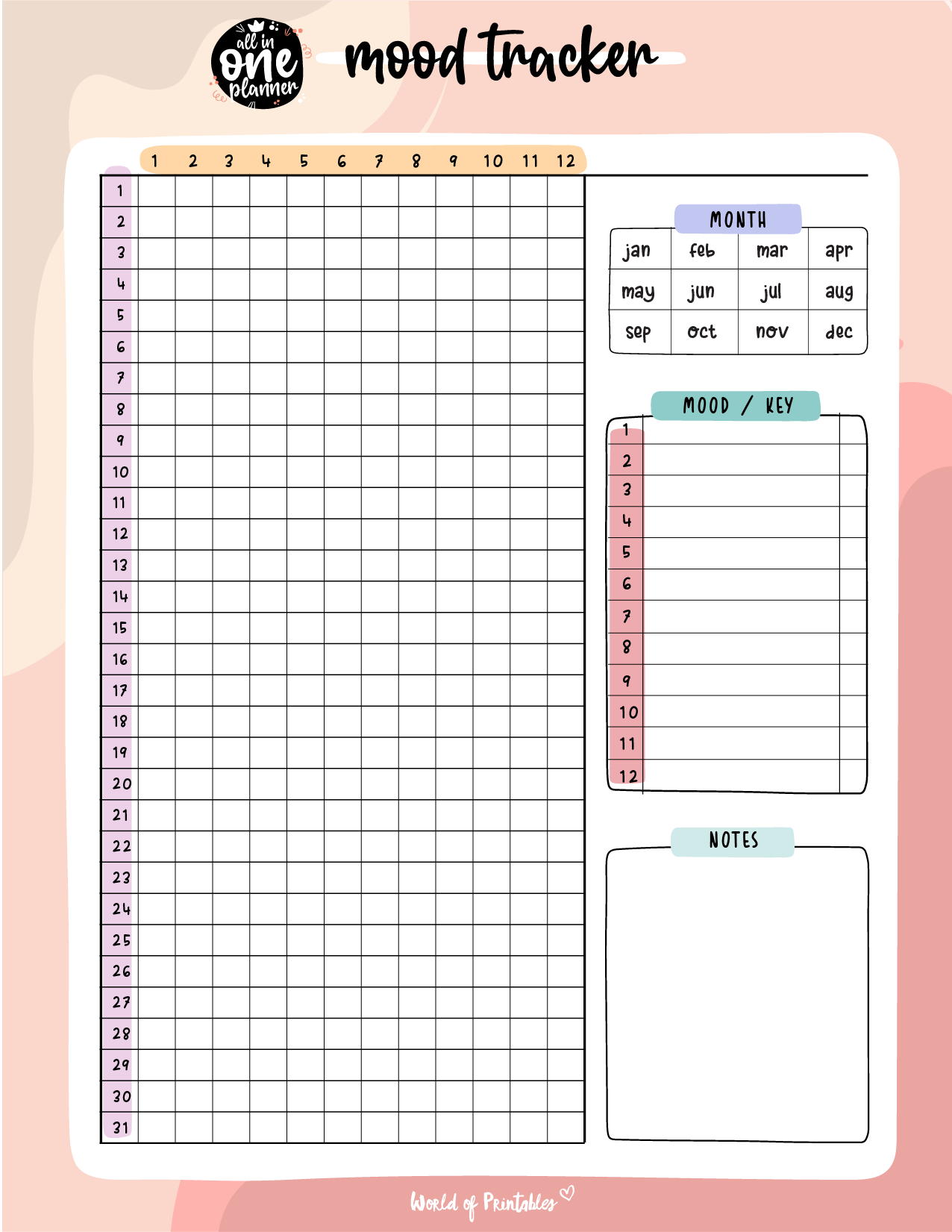 Free Printable Mood Tracker Template | Gerald Printable