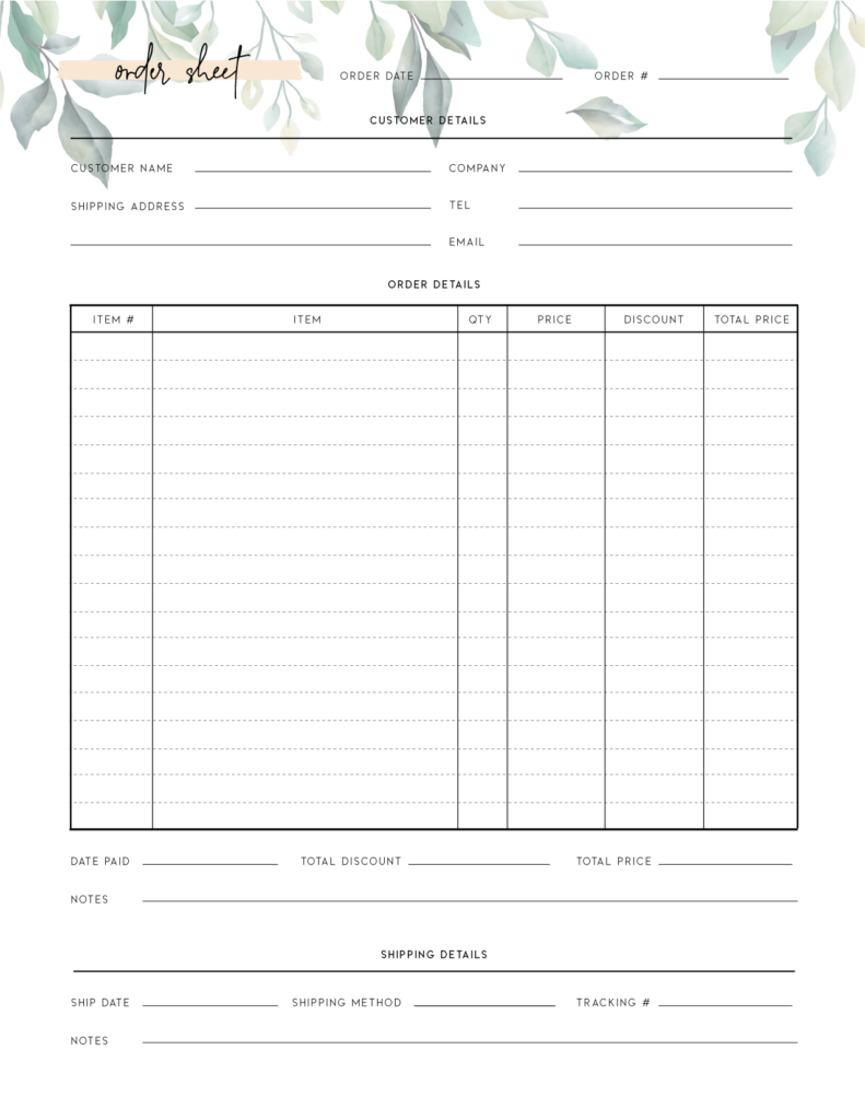 FREE Printable Purchase Order Template - World of Printables