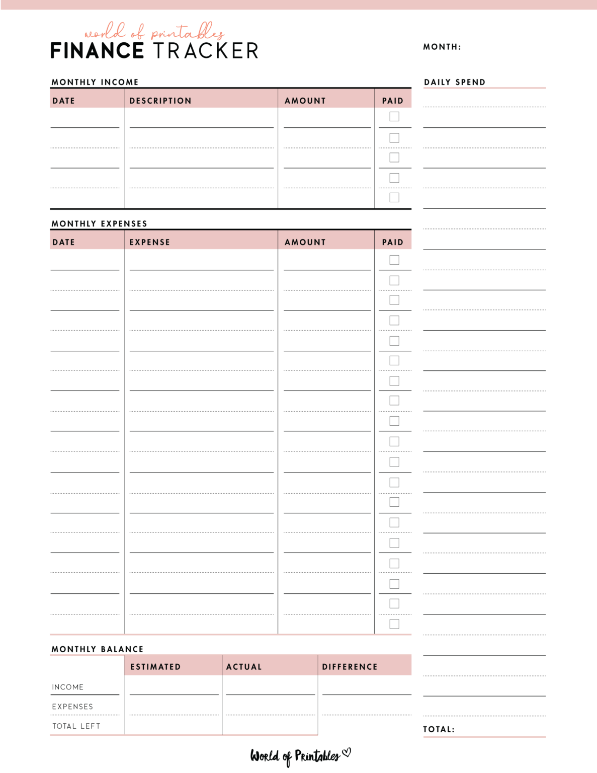 Printable Personal Finance PDF - World of Printables