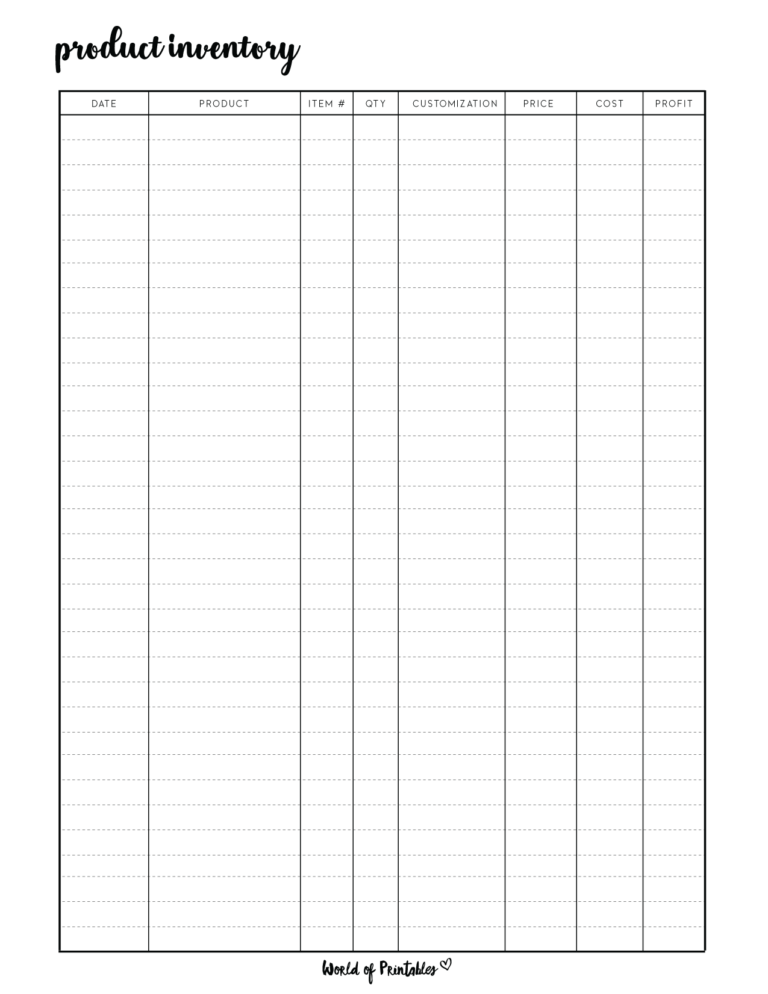 Free Printable Stock List Template - Manage Your Product Inventory