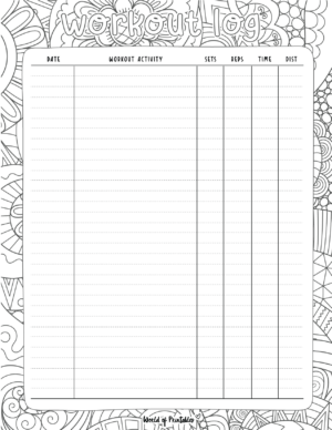 Printable Simple Workout Log Templates - World of Printables