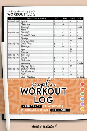 Printable Simple Workout Log Templates - World of Printables