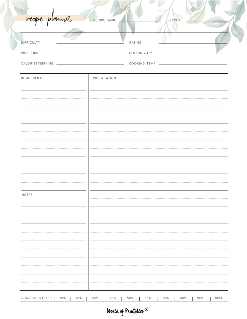 Free Printable Recipe Templates - World of Printables