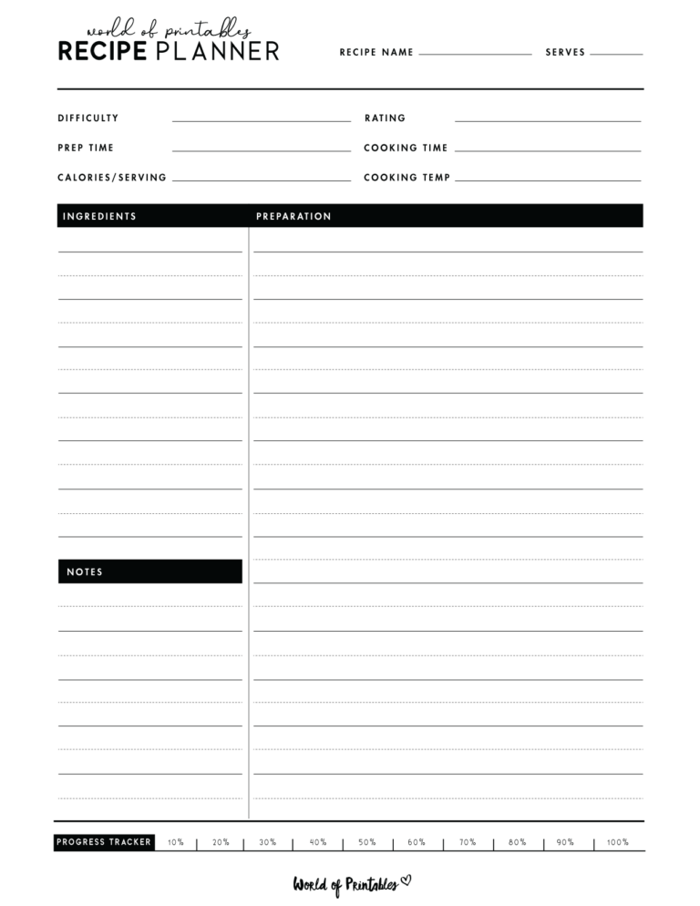 Free Printable Recipe Templates - World of Printables