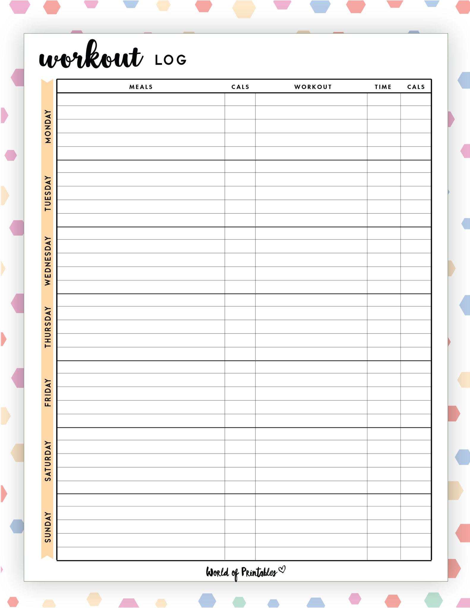 Printable Simple Workout Log Templates - World of Printables