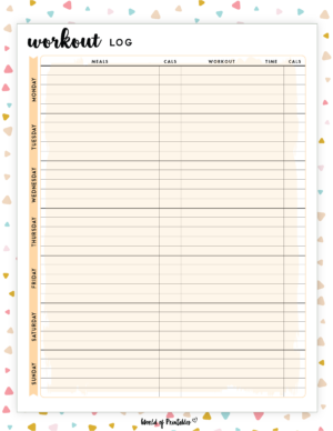 Printable Simple Workout Log Templates - World of Printables