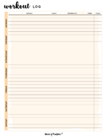 Printable Simple Workout Log Templates - World of Printables