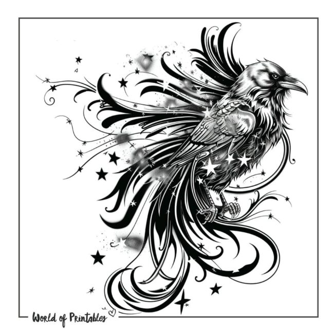 Abstract Raven Tattoo Designs