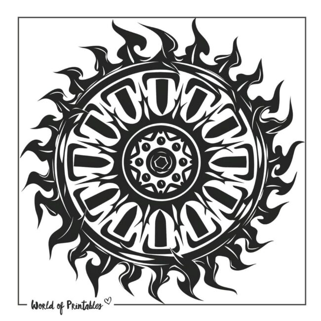Bicycle Sprocket Flames Tattoo Designs