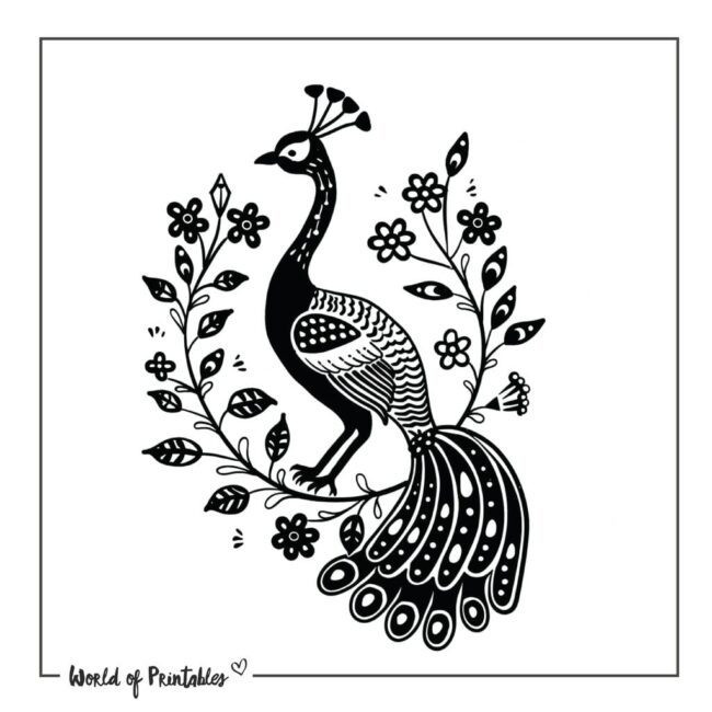 Botanical Peacock Tattoo Designs
