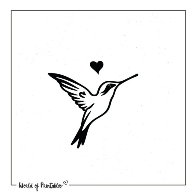 Colibri Bird and Heart Tattoo Designs