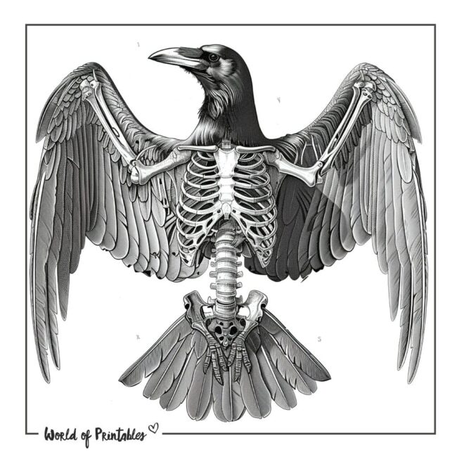 Crow Skeleton Tattoo Designs