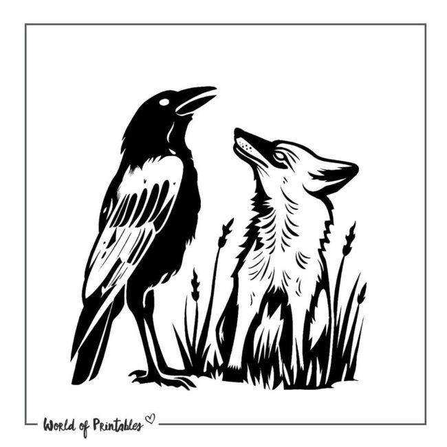 Crow and Fox Tattoo Designs