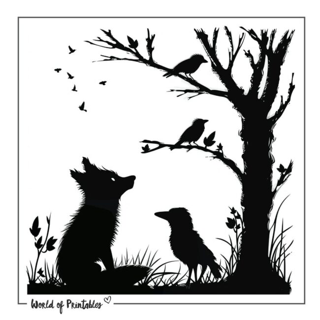Cute Fox and Crow Tattoo Designs