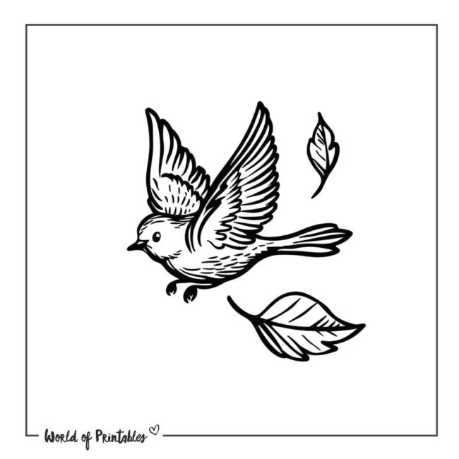 Dove and Leaves Tattoo Designs