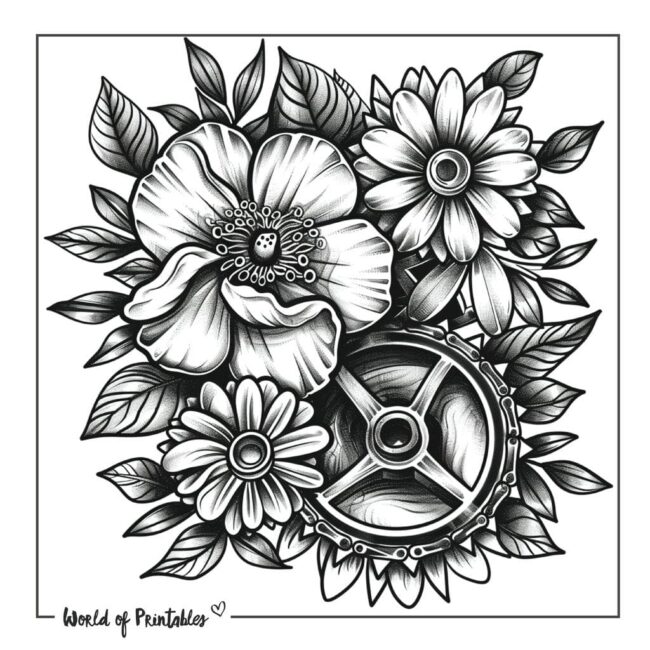 Feminine Bicycle Sprocket Tattoo Designs
