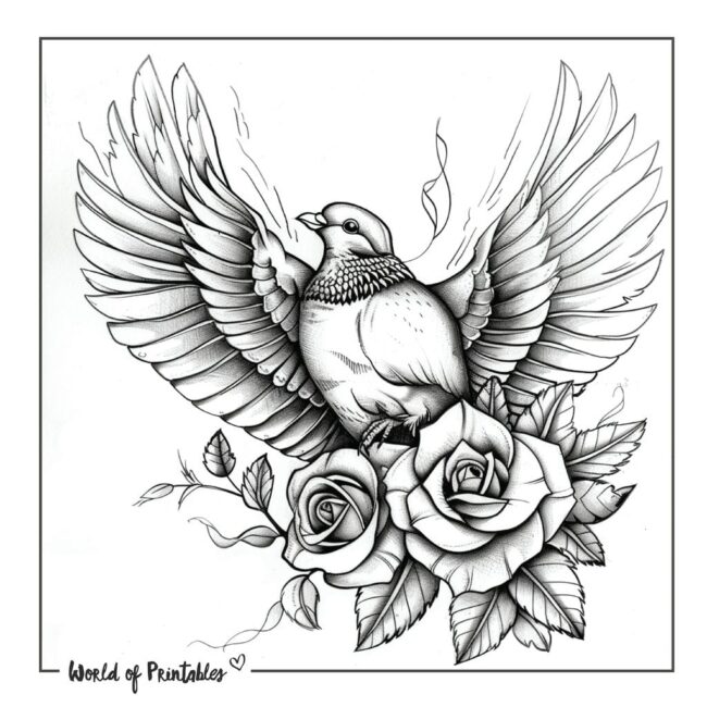 Floral Dove Bird Tattoo Designs