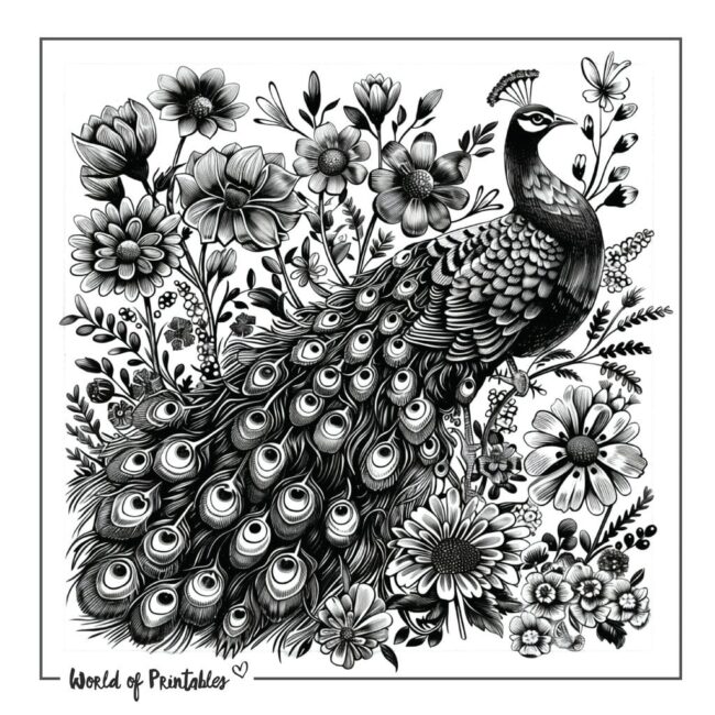 Flower Peacock Tattoo Designs