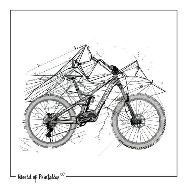 Geometric Mountain Bike Tattoo Designs