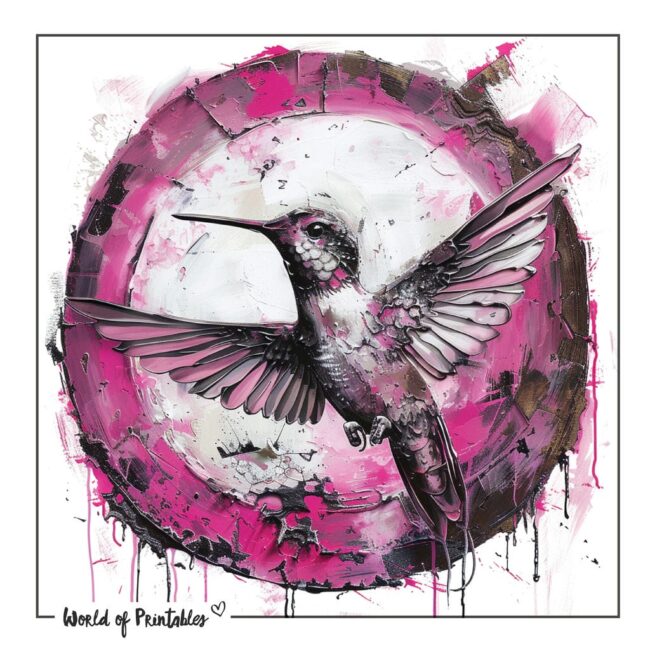 Grunge Colibri Bird Tattoo Designs