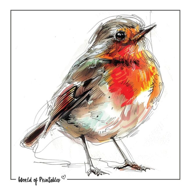 Illustrated Robin Tattoo Designs