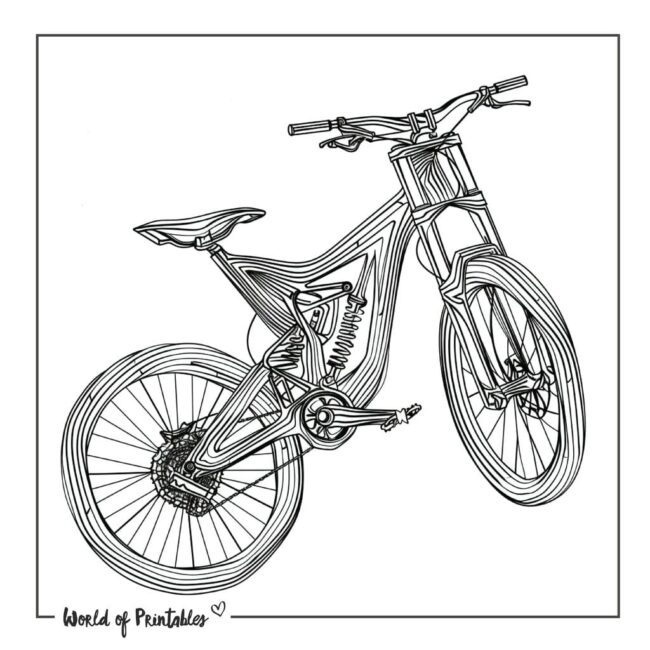 Line Art Mountain Bike Tattoo Designs