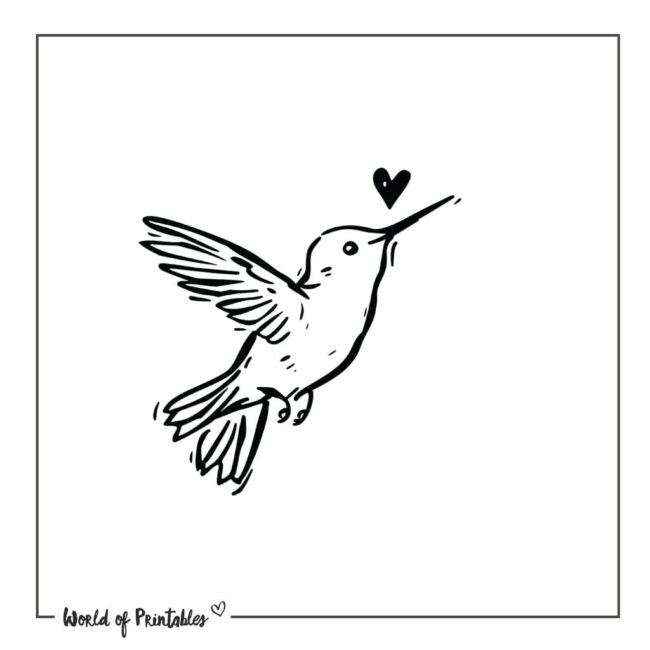Love Heart and Colibri Bird Tattoo Designs