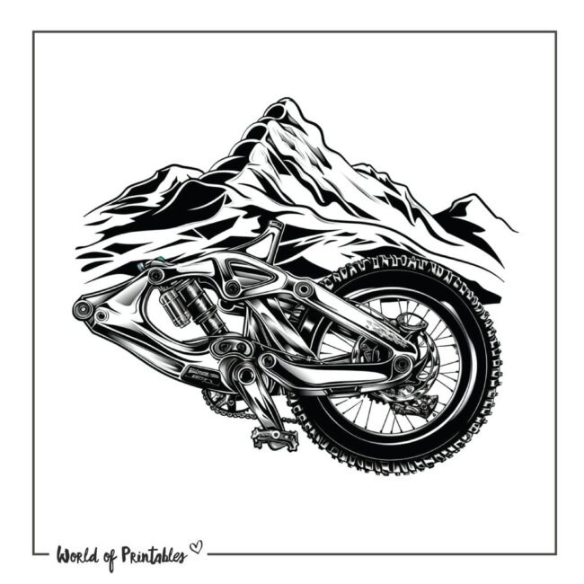 Mountain and Bicycle Gear Tattoo Designs