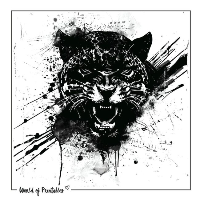 Paint Stroke Black Jaguar Tattoo Designs