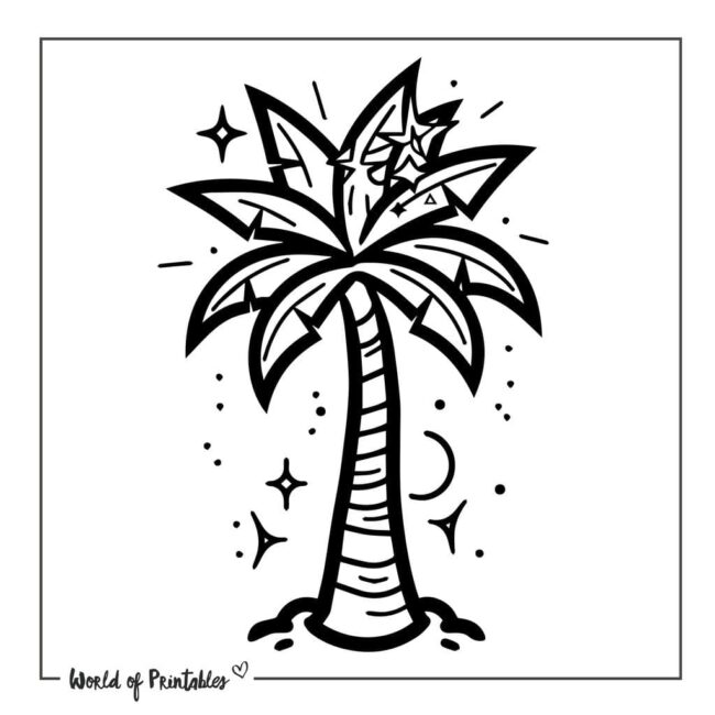 Palm Tree Outline Beach Tattoo Designs