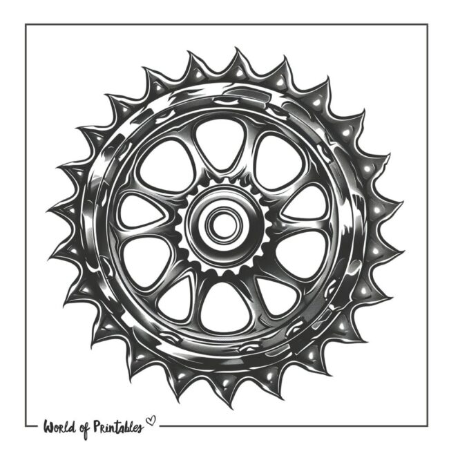 Realistic Bicycle Sprocket Tattoo