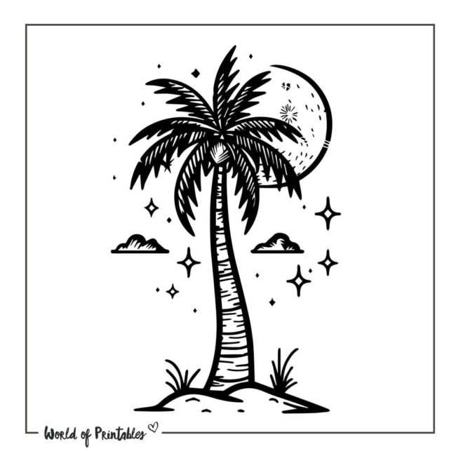 Simple Palm Tree Beach Tattoo Designs