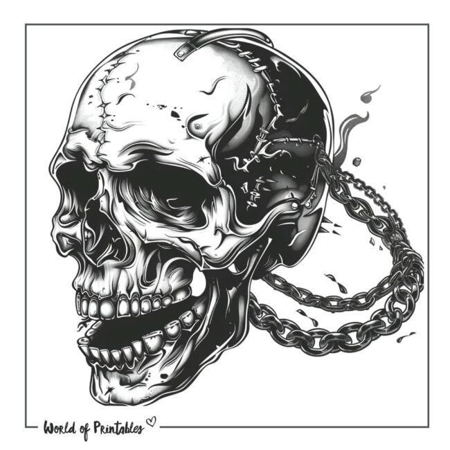 Skull and Bicycle Chain Tattoo Designs