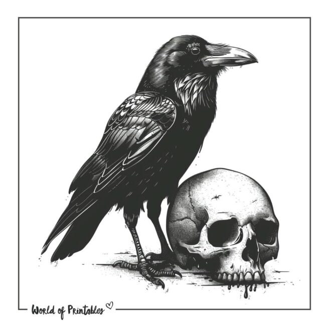 Skull and Raven Tattoo Designs