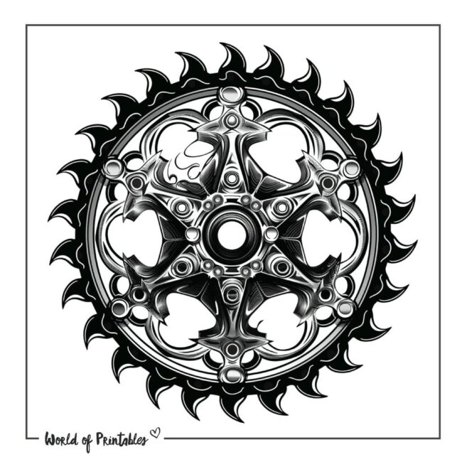 Spikes Bicycle Sprocket Tattoo Designs