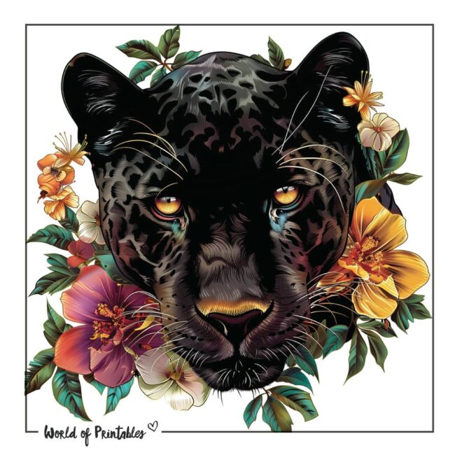 Tropical Black Jaguar Tattoo Designs