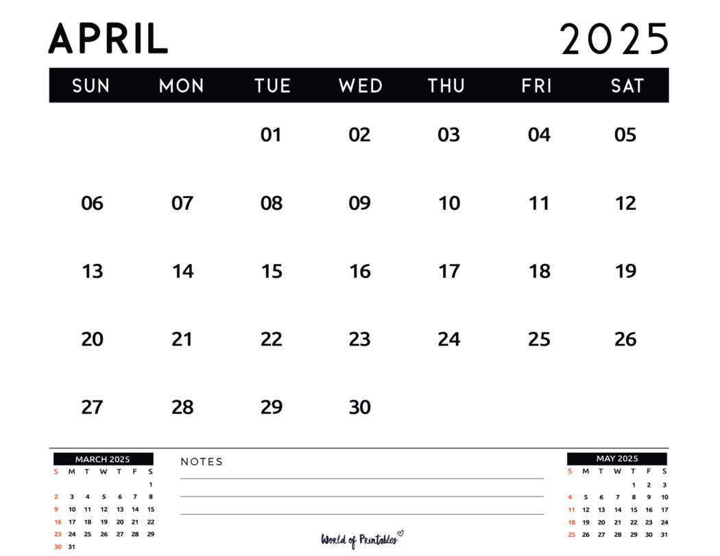 April 2025 Calendars | 100+ Best - World of Printables