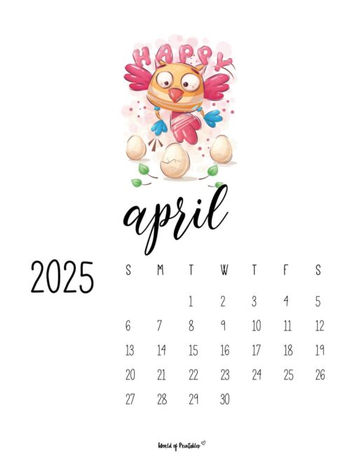 April 2025 Calendar With a Cute Illustration