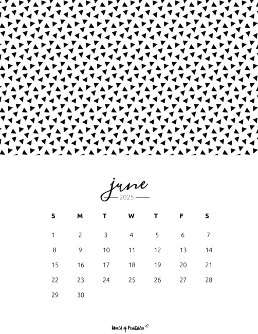 Black and White Pattern With June 2025 Calendar Below