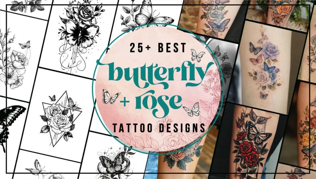Butterfly and Rose Tattoo Designs
