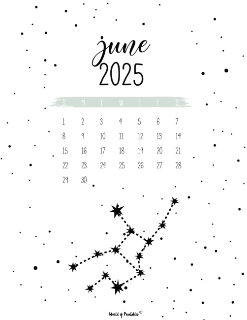 February 2025 Calendar With Starry Night Design and Elegant Script