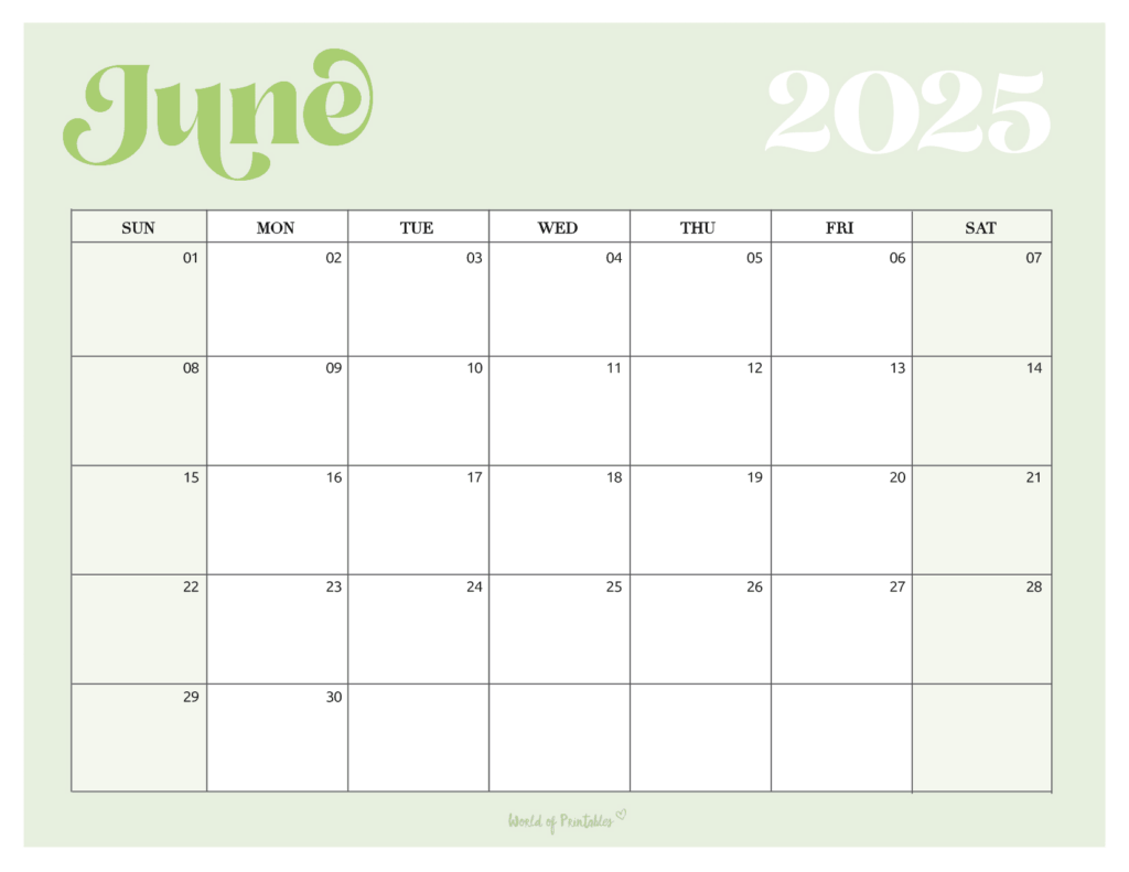 Free Printable June 2025 Calendars | 100+ Best