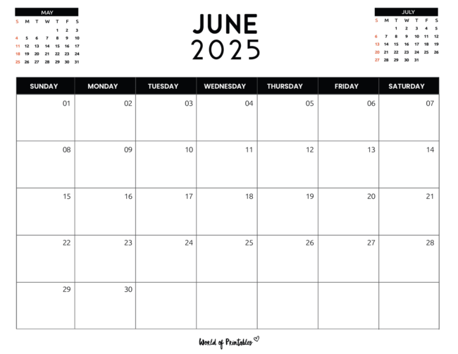 June 2025 Calendar With Mini Calendar Previews