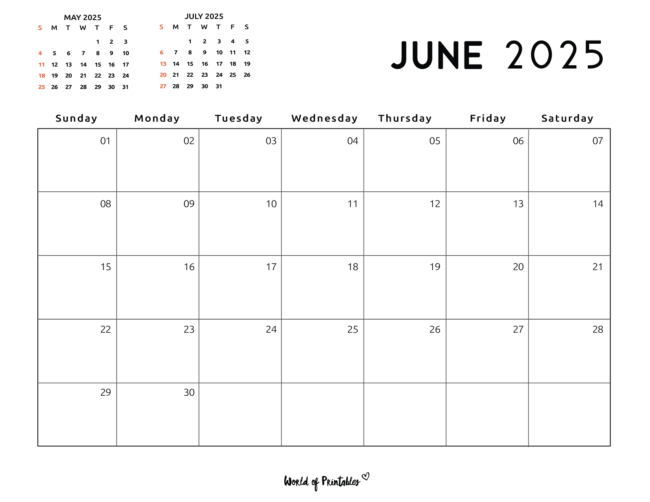 June 2025 Calendar With Mini Calendars