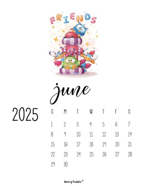 June 2025 Calendar With a Cute Illustration