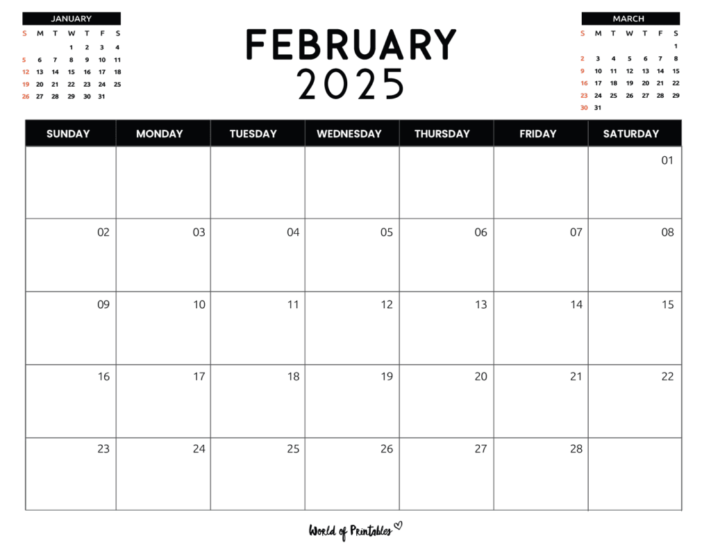 February 2025 Calendars - Free Printables - World of Printables