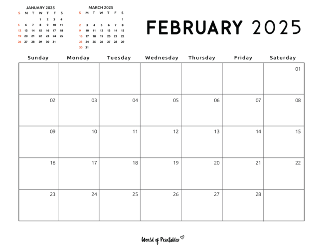 february 2025 calendar with mini calendars