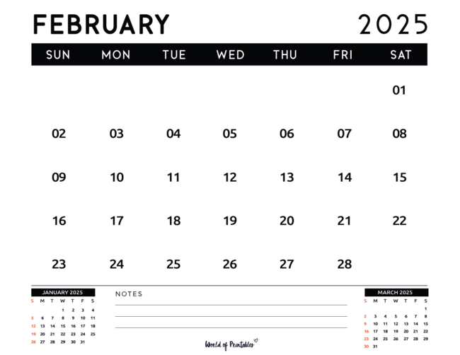 february 2025 calendar with small calendar preview for following month