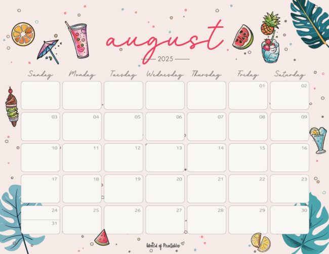 125 Best August 2025 Calendars - World of Printables