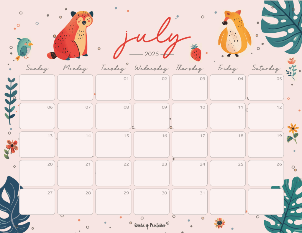Free Printable July 2025 Calendars | 100+ Best - World of Printables